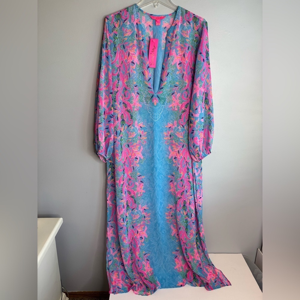 LILLY PULITZER FREY LONG SLEEVE MAXI SWIM COVER UP - Picture 1 of 7